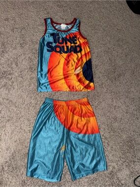 Tune Squad Blue & Orange Basketball Jersey Set - Adult S